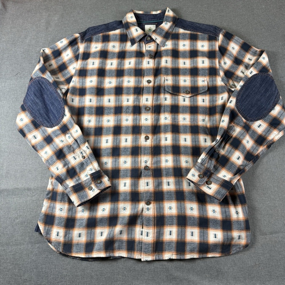 The Territory I Had Long Sleeve Button Up Shirt With Denim‎ Elbow Patches Size L
